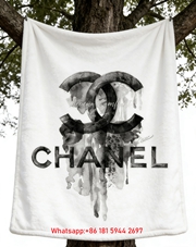 Chanel Watercolor Ink Art Flannel Throw Blanket IMG_6649